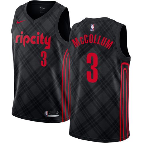 Men Portland Trail Blazers #3 Mccollum Black City Edition Nike NBA Jerseys